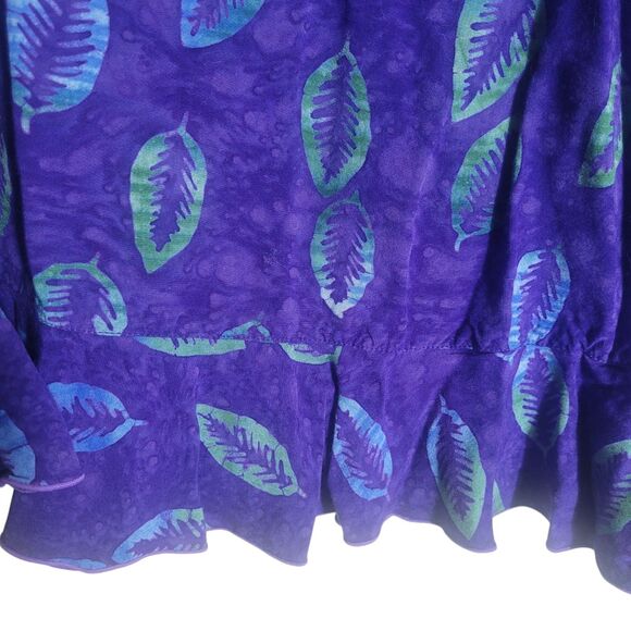 Peaceful People Botanical Leaf Print Midi Skirt Women's Large Purple Rayon Boho - Picture 4 of 7